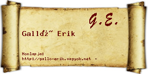 Galló Erik névjegykártya