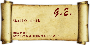 Galló Erik névjegykártya